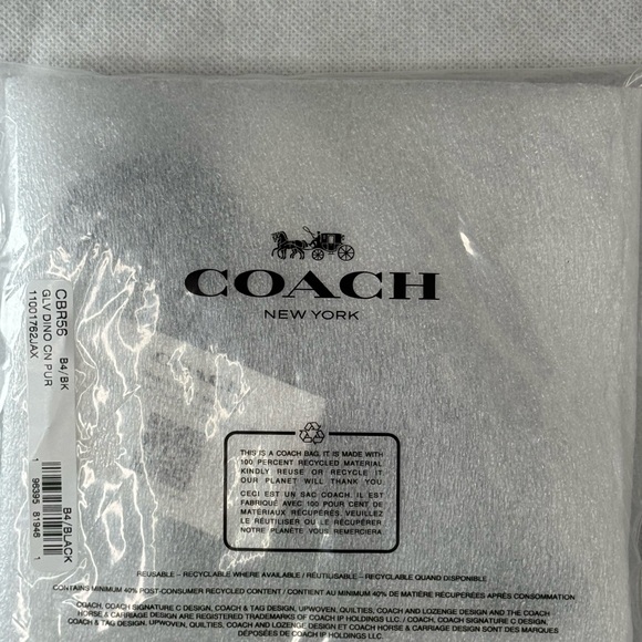 NWT COACH DINOSAUR BLACK LEATHER COIN PURSE BAG CHARM KEYCHAIN - Picture 7 of 8